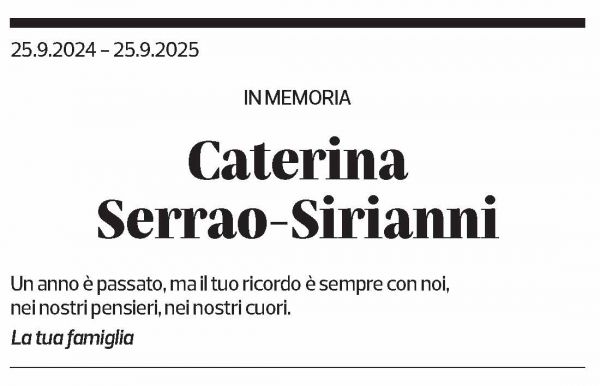 Annuncio funebre Caterina Serrao-sirianni