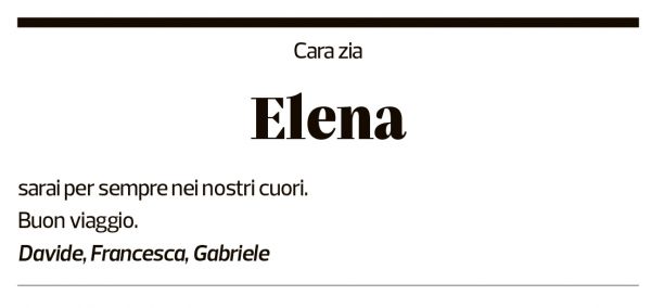 Annuncio funebre Elena Tettamanti