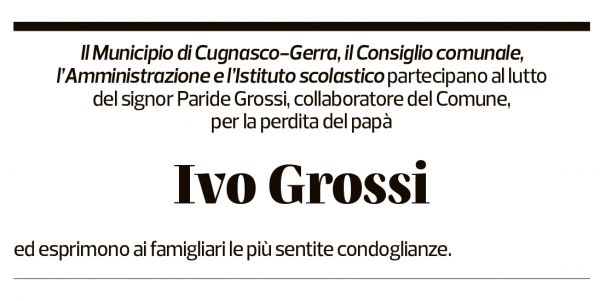 Annuncio funebre Ivo Grossi