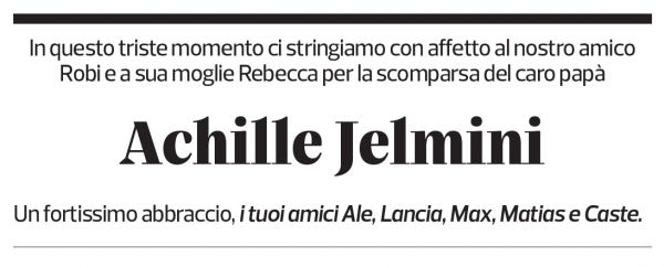 Annuncio funebre Achille Jelmini