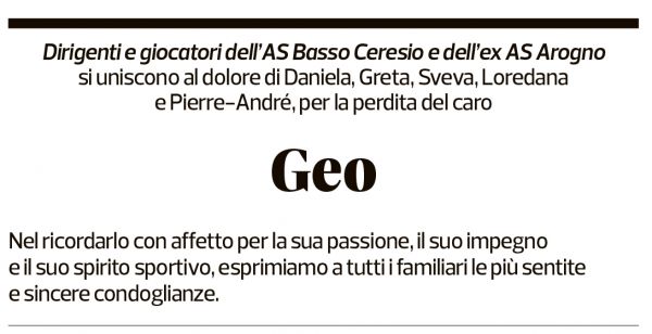 Annuncio funebre Geo Jeanmaire