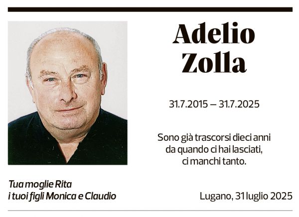 Annuncio funebre Adelio Zolla