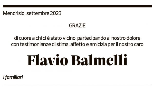 Annuncio funebre Flavio Balmelli