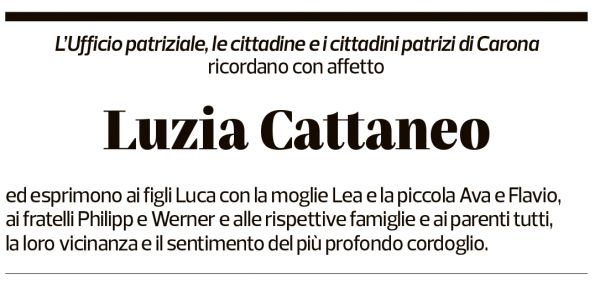 Annuncio funebre Luzia Cattaneo