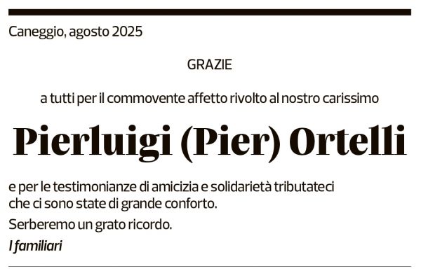 Annuncio funebre Pierluigi Ortelli