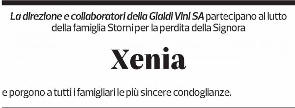 Annuncio funebre Xenia Storni-de Luigi