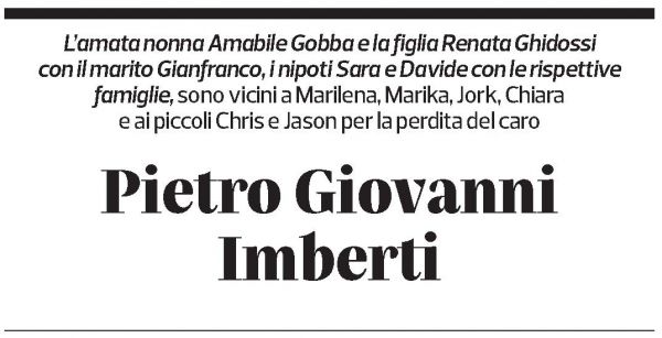 Annuncio funebre Pietro Imberti
