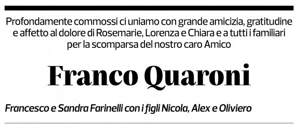 Annuncio funebre Franco Quaroni