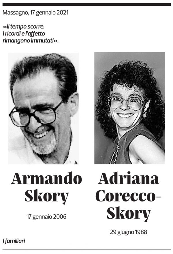 Annuncio funebre Armando Adriana Skory Corecco-skory