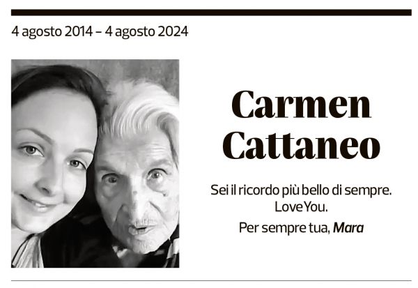 Annuncio funebre Carmen Cattaneo