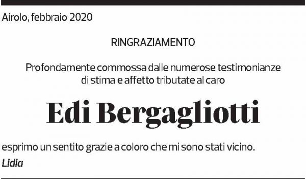 Annuncio funebre Edi Bergagliotti