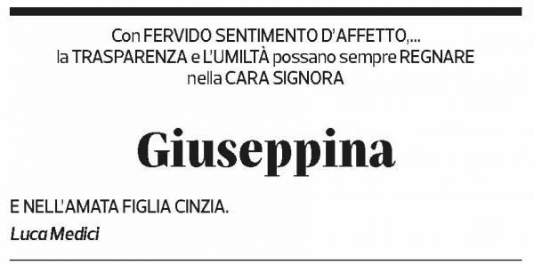 Annuncio funebre Giuseppina Conconi
