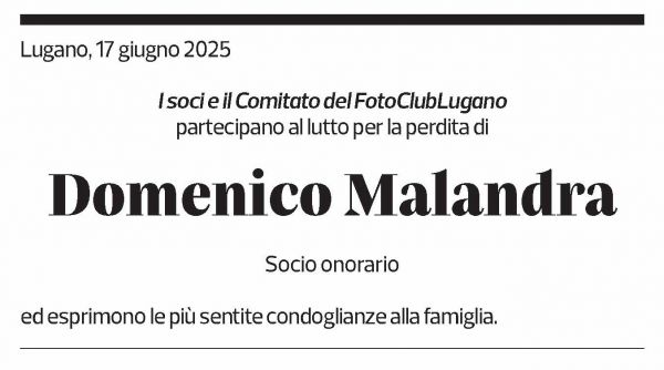 Annuncio funebre Domenico Malandra