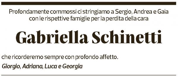 Annuncio funebre Gabriella Schinetti
