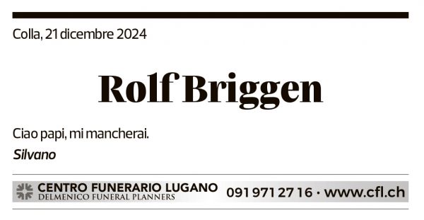 Annuncio funebre Rolf Briggen