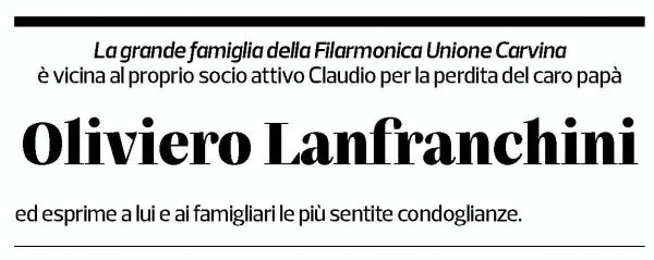 Annuncio funebre Oliviero Lanfranchini