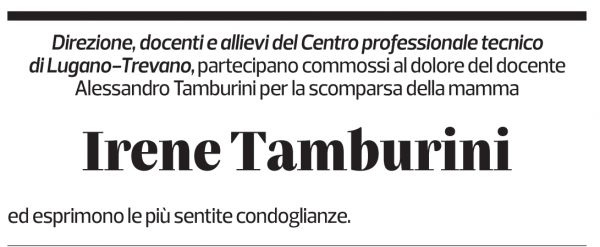 Annuncio funebre Irene Tamburini