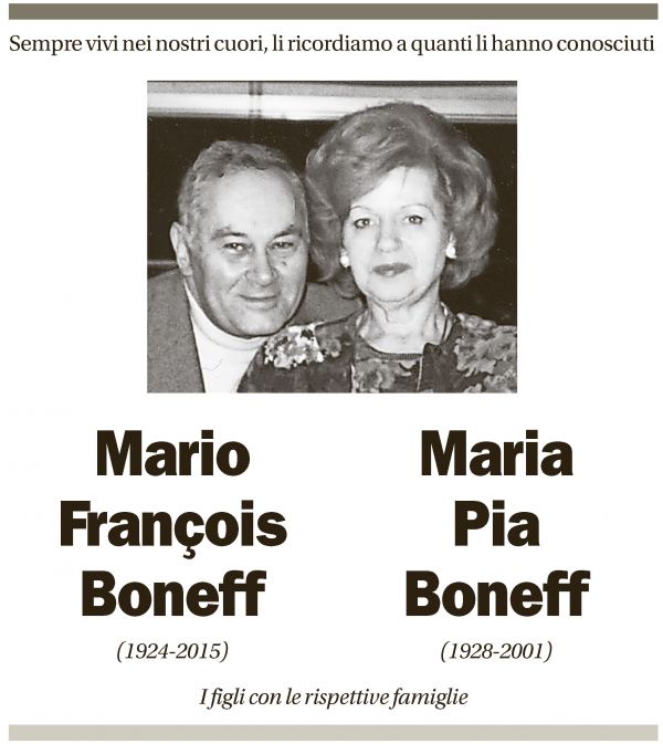 Annuncio funebre Mario François, Maria Pia Boneff