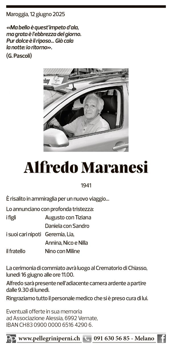 Annuncio funebre Alfredo Maranesi