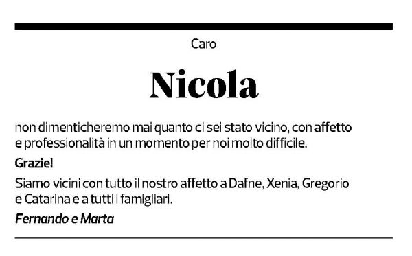 Annuncio funebre Dr. Med. Nicola Ferroni