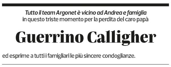 Annuncio funebre Guerrino Calligher