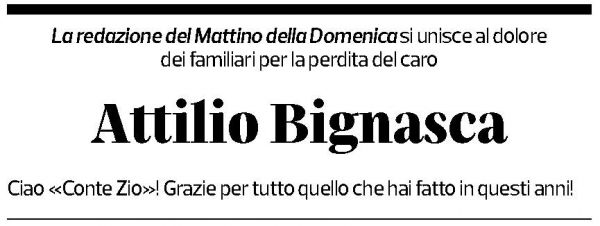 Annuncio funebre Attilio Bignasca