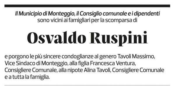 Annuncio funebre Osvaldo Rusponi