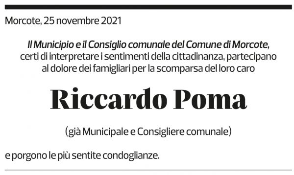 Annuncio funebre Riccardo Poma