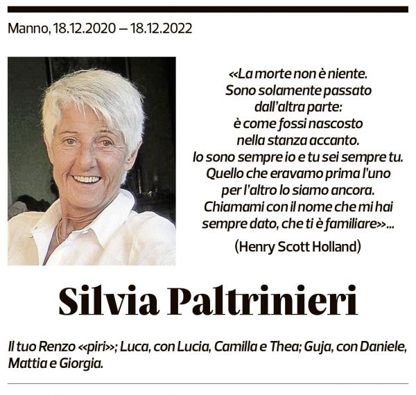 Annuncio funebre Silvia Paltrinieri