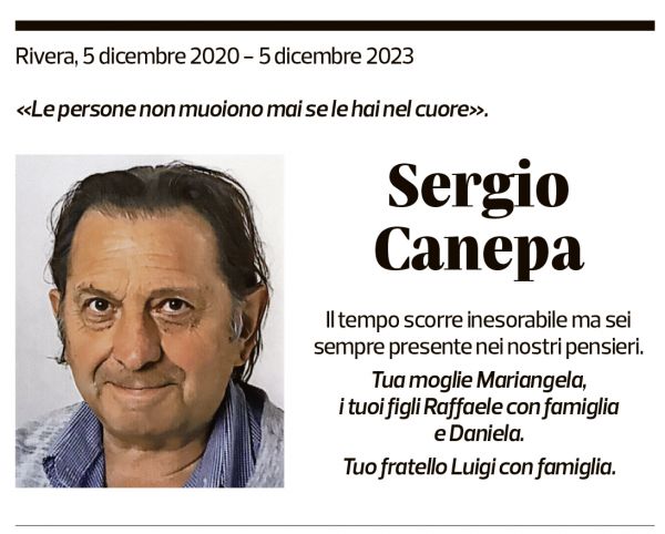 Annuncio funebre Sergio Canepa