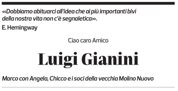 Annuncio funebre Luigi Gianini