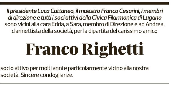 Annuncio funebre Franco Righetti