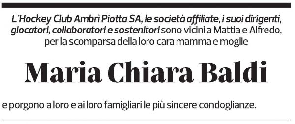 Annuncio funebre Maria Chiara Baldi