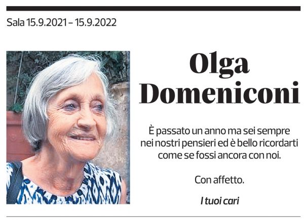 Annuncio funebre Olga Domeniconi