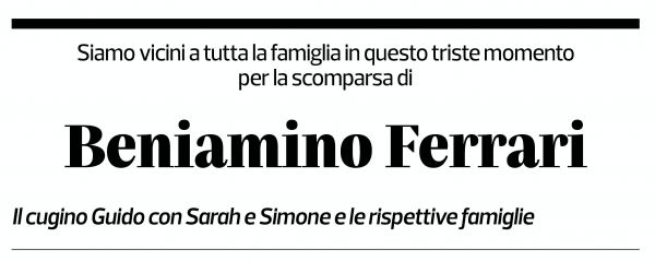 Annuncio funebre Beniamino Ferrari