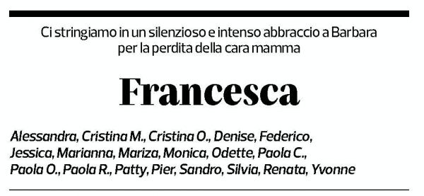 Annuncio funebre Francesca Bianchi