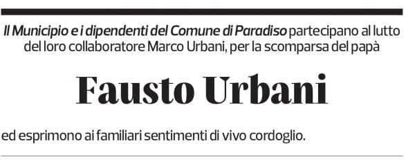 Annuncio funebre Fausto Urbani