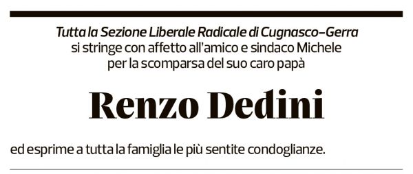 Annuncio funebre Renzo Dedini