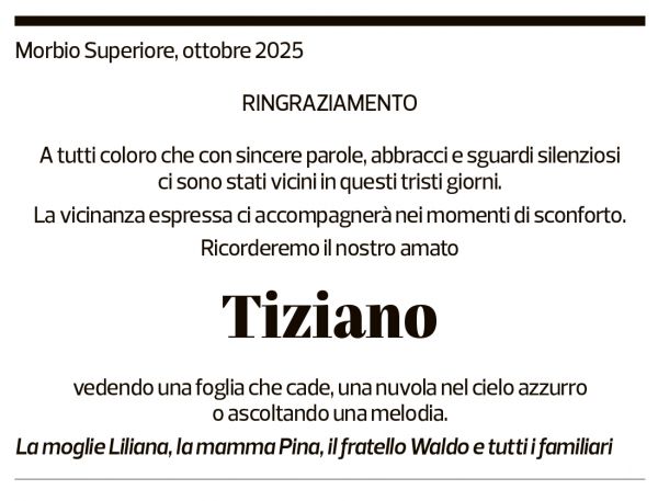 Annuncio funebre Tiziano 