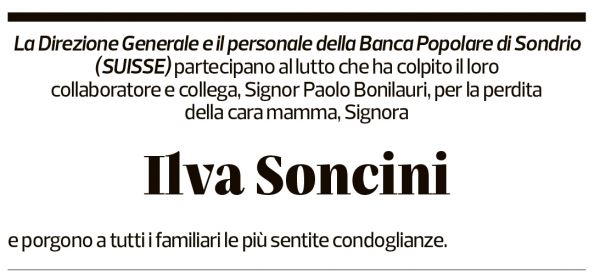 Annuncio funebre Ilva Soncini