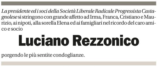 Annuncio funebre Luciano Rezzonico