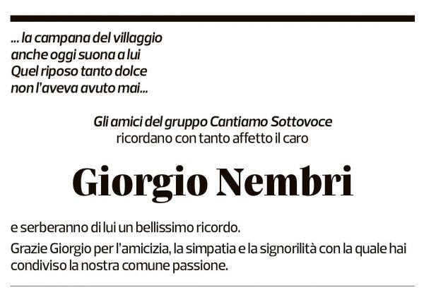 Annuncio funebre Giorgio Nembri