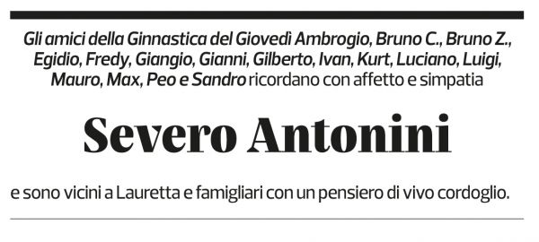 Annuncio funebre Severo Antonini