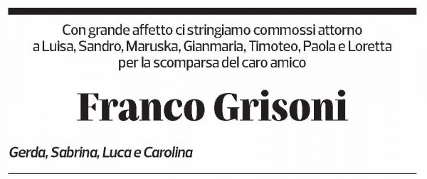 Annuncio funebre Franco Grisoni