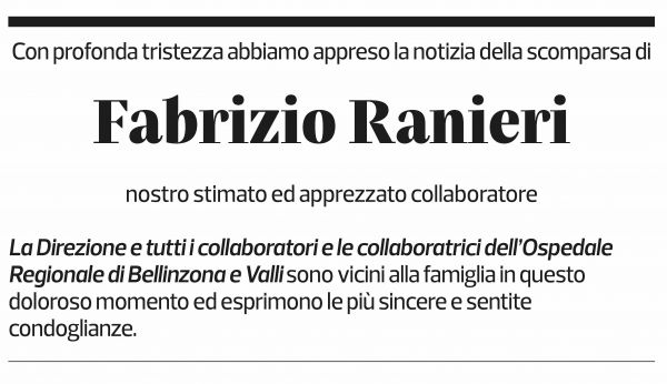 Annuncio funebre Fabrizio Ranieri