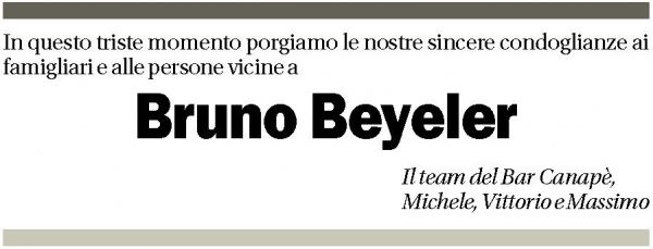 Annuncio funebre Bruno Beyeler