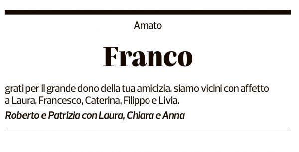 Annuncio funebre Franco Tanzi