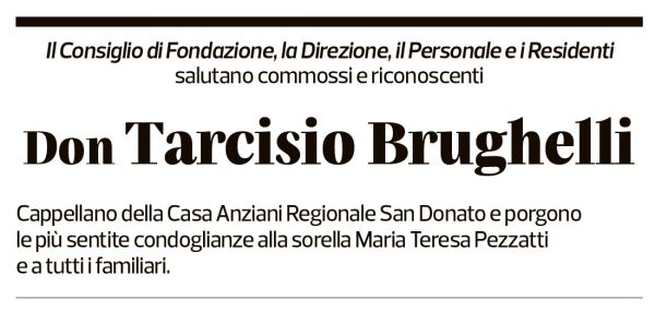 Annuncio funebre Tarcisio Brughelli