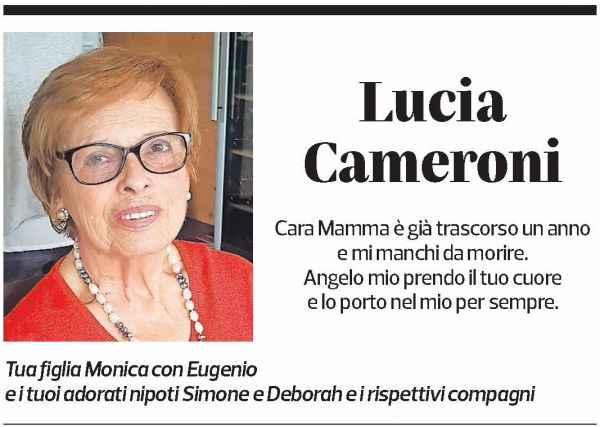 Annuncio funebre Lucia Cameroni