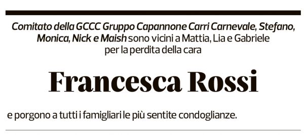 Annuncio funebre Francesca Rossi-lavizzari